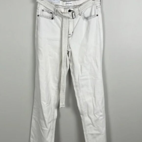 Cotton Citizen Straight Leg Belted White Jeans w Black Accents. Size 28. - Picture 1 of 7